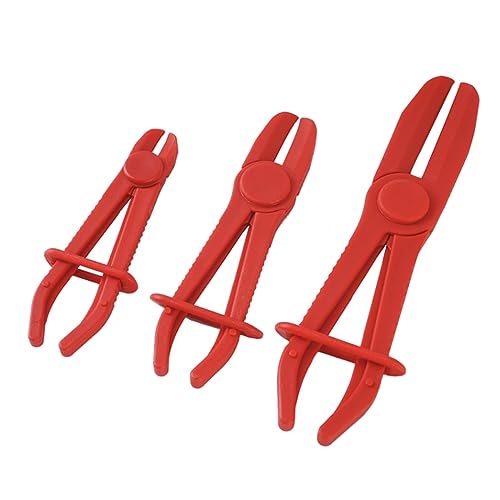 OBTANIM 3 Pack Plastic Hose Pinch Off Pliers Line Clamp Pliers Set Tool for Automotive Flexible Hoses, Gas Lines Radiator Brake Coolant and Fuel Lines (Red) - Image 1