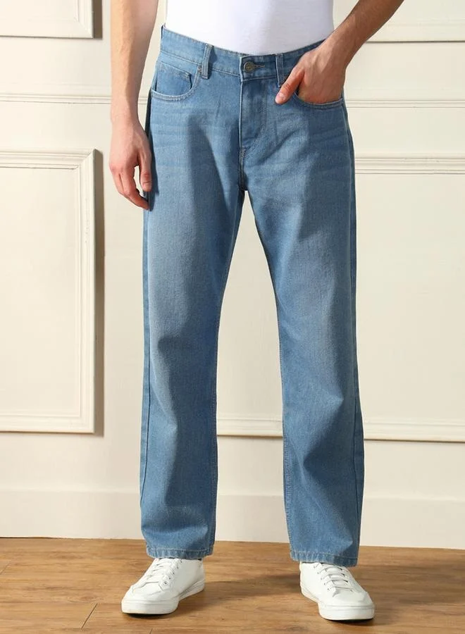Dennis Lingo Men'S Light Blue 100% Cotton Denim Full Length Relaxed Jeans