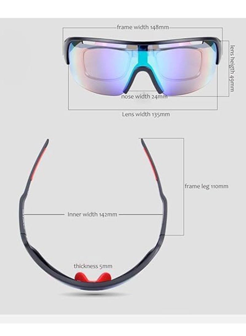 Polarized Sports Sunglasses With 5 Interchangeable Lenes, Cycling Sunglasses for Men Outdoor