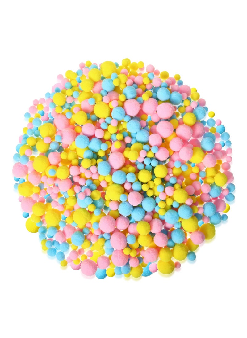 SYOSI 1300 Pcs Craft Pom Poms Multicolor Small Pompom Mix Macaron Colors Mini Puff Ball 1 1.5 2 2.5 3cm Art Supplies for Kids DIY Arts and Making Decoration - Image 1