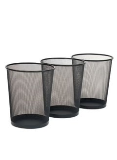 Generic Garbage Bins Round Mash Waste Basket Trash Black (3-Piece)  - Image 1