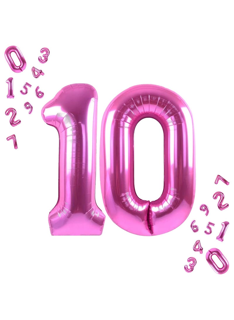 KATCHON Pink Number 10 Foil Balloon For 10th Birthday Decoration - Image 1