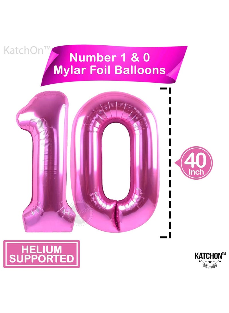 KATCHON Pink Number 10 Foil Balloon For 10th Birthday Decoration - Image 2