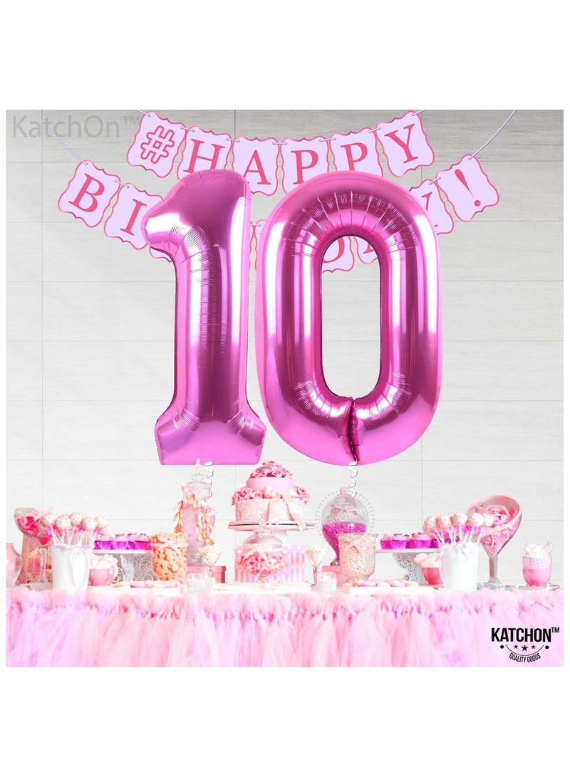 KATCHON Pink Number 10 Foil Balloon For 10th Birthday Decoration - Image 4