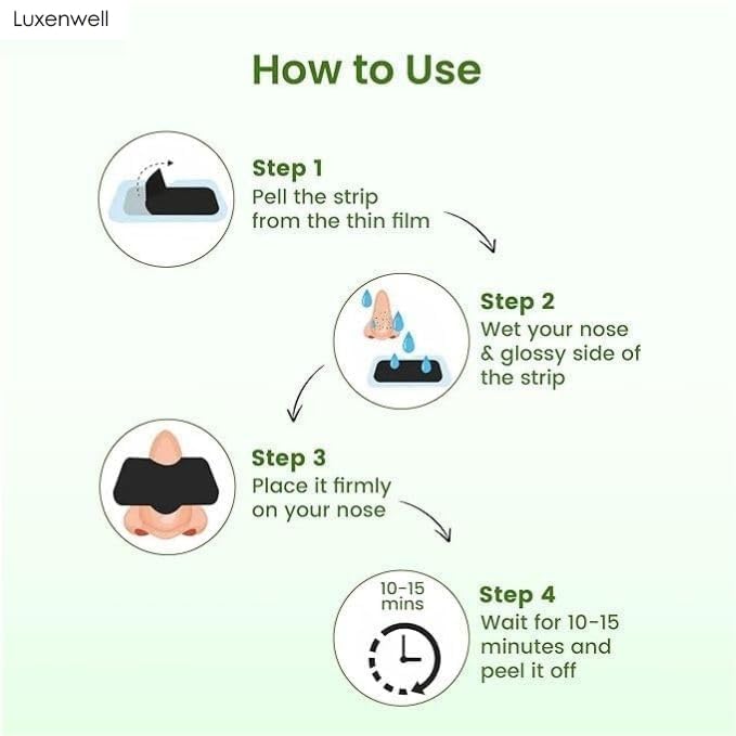 Luxenwell Deep Purifying Nose Strips for Women & Men | Enriched with Bamboo Charcoal | For Instant And Painless Blackheads And Whiteheads Removal (Pack of 10) - Image 3