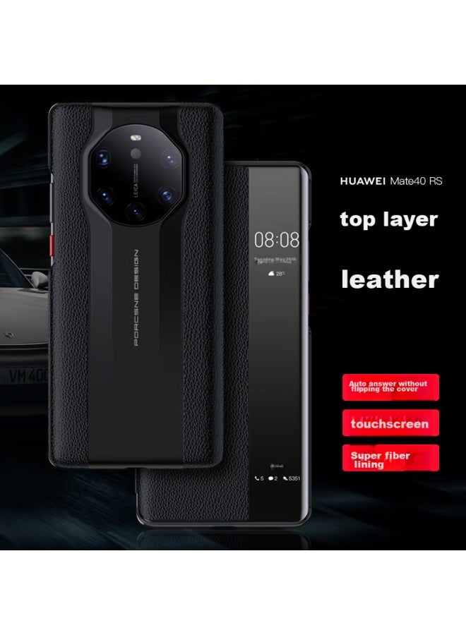 Stryfer لحالة هاتف Huawei Mate40rs Porsche، غلاف حماية Huawei Mate40 Porsche، إصدار جامع، حماية كاملة، مقاوم للصدمات، نافذة عرض ذكية، أسود - Image 5
