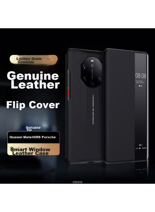 Stryfer لحالة هاتف Huawei Mate40rs Porsche، غلاف حماية Huawei Mate40 Porsche، إصدار جامع، حماية كاملة، مقاوم للصدمات، نافذة عرض ذكية، أسود - Image 1