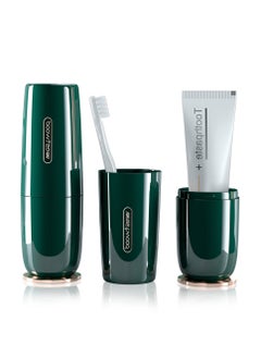 Luxury Green Plastic Travel Toothbrush Holder Case with Cover, Portable Travel Toothbrush Cup, Storage Container for Travel, Home, School, Camping