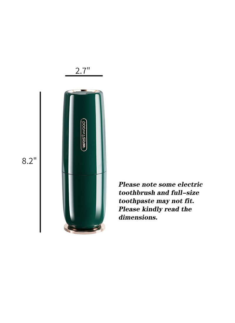 Excefore - Luxury Green Plastic Travel Toothbrush Holder Case with Cover, Portable Travel Toothbrush Cup, Storage Container for Travel, Home, School, Camping - Image 1