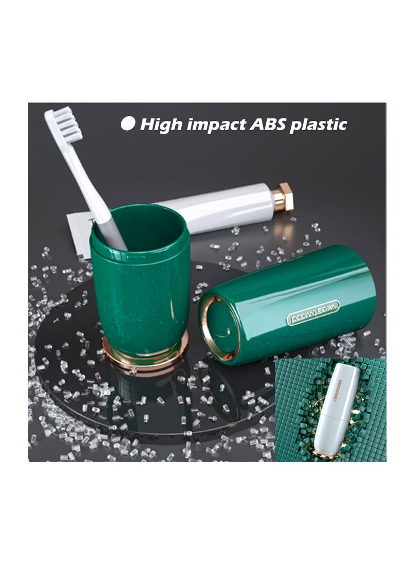 Excefore - Luxury Green Plastic Travel Toothbrush Holder Case with Cover, Portable Travel Toothbrush Cup, Storage Container for Travel, Home, School, Camping - Image 1