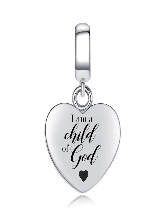 QeenseKc Praying Hands Cross Heart Dangle Charm Bible Verse Engraved 1 John 3:1 Bead Compatible with Pandora Bracelet Women - Image 3