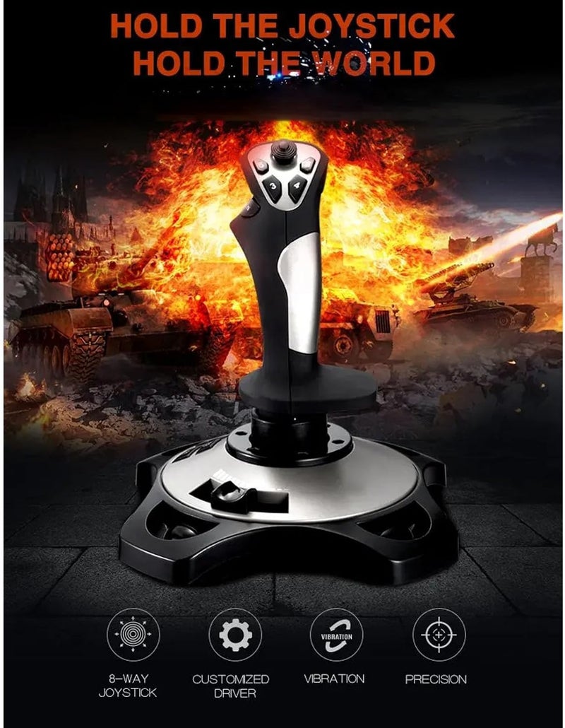 PC Flight Simulation Joystick, USB Gaming Flight Simulator Game Controller with Vibration Function & Throttle Control, Wired Gamepad Flight Sim Stick for 7 8 10 11 - Image 2