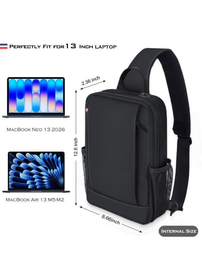 XICEN 13.3 Inch 13.6 inch Laptop Bag Sling Bag Crossbody with Hidden Earphone Hole Small Messenger Bag Cross Body Shoulder Bag Sling Backpack - Image 2