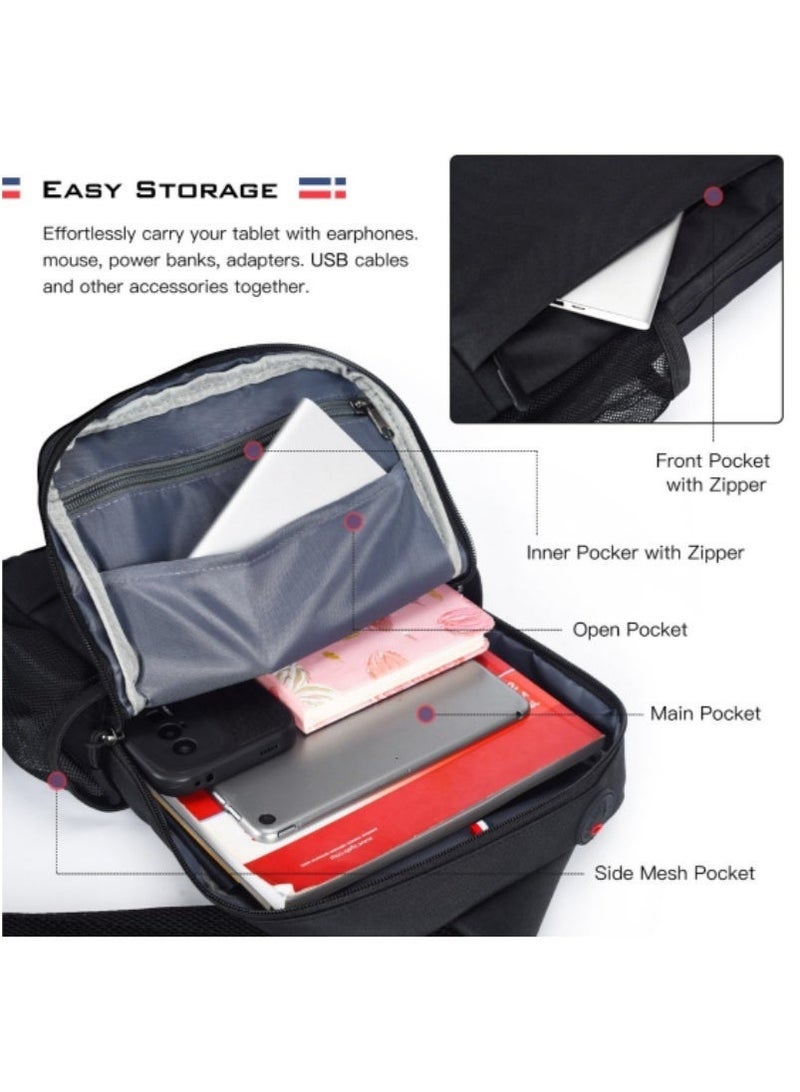 XICEN 13.3 Inch 13.6 inch Laptop Bag Sling Bag Crossbody with Hidden Earphone Hole Small Messenger Bag Cross Body Shoulder Bag Sling Backpack - Image 3