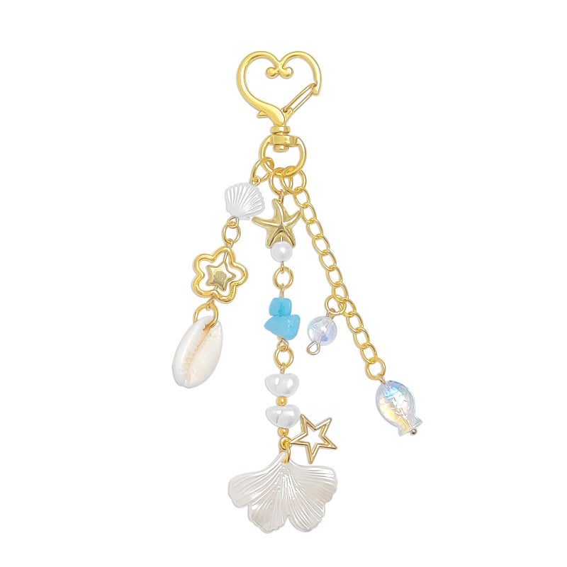 cioatu Y2K Aesthetic Keychains for Women Cute Flowers Star Cake Jellyfish Keychins Charms Kawaii Bag Purse Decor (Golden Ginkgo Leaf) - Image 1