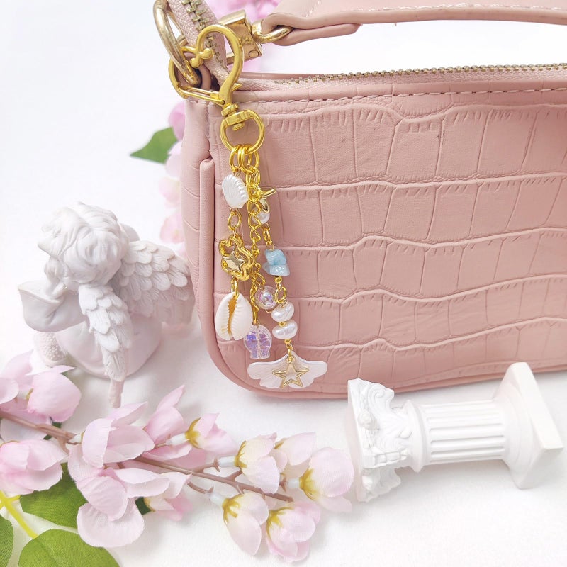 cioatu Y2K Aesthetic Keychains for Women Cute Flowers Star Cake Jellyfish Keychins Charms Kawaii Bag Purse Decor (Golden Ginkgo Leaf) - Image 5