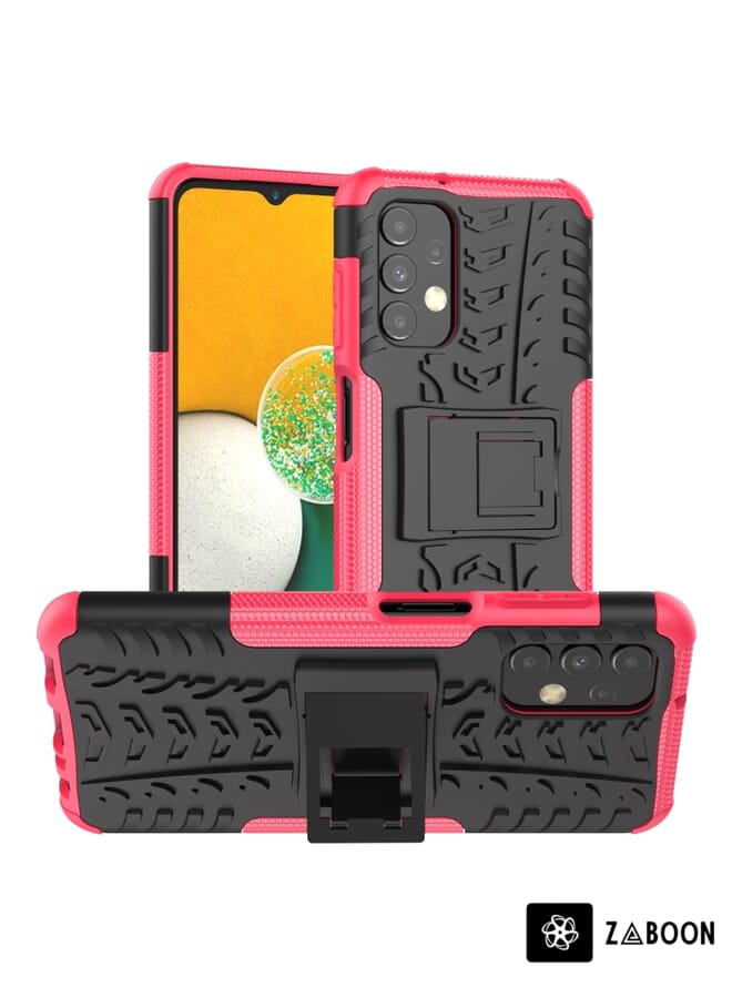 Zaboon Protective Case Cover For Samsung Galaxy A13 4G Tire Texture Shockproof TPU+PC  with Holder - Image 1