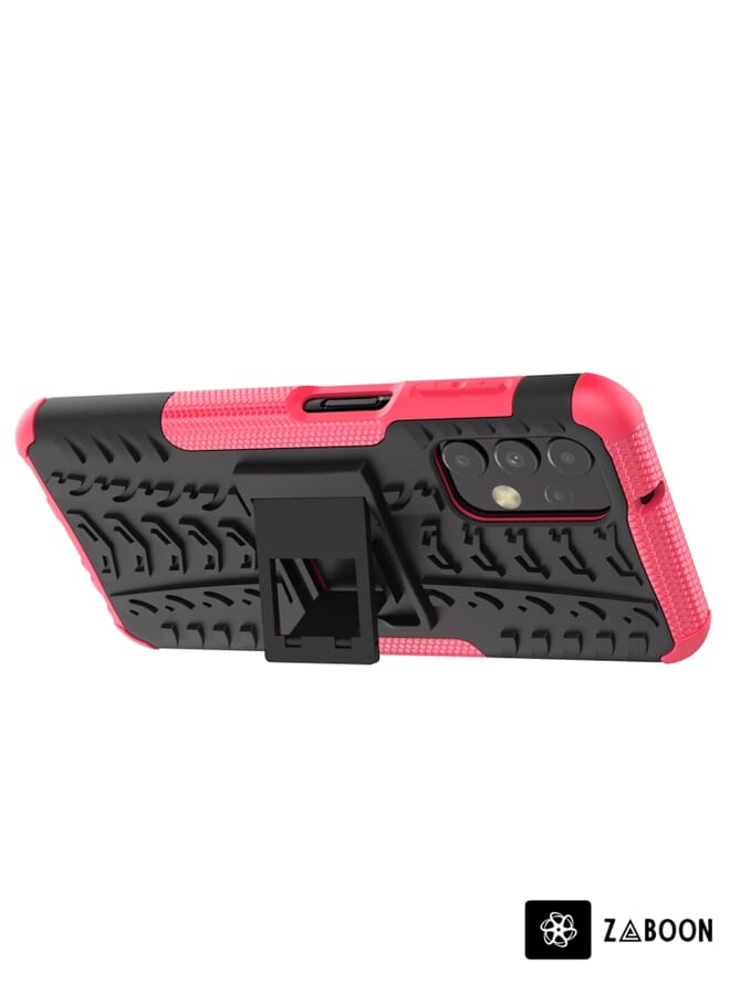 Zaboon Protective Case Cover For Samsung Galaxy A13 4G Tire Texture Shockproof TPU+PC  with Holder - Image 3