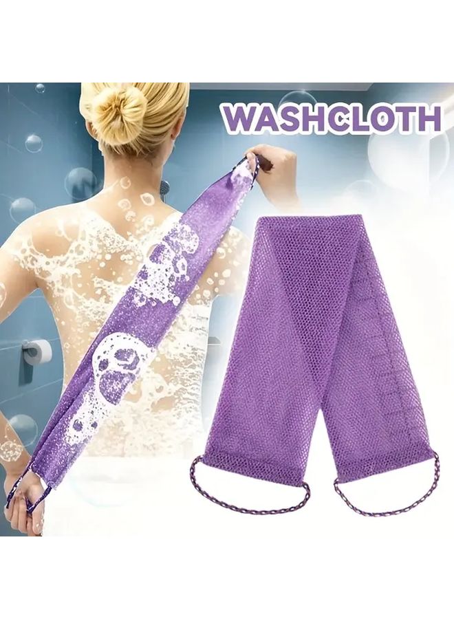 Purple Extra Long Exfoliating Back Scrubber Towel Quick Dry Body Exfoliation Shower Spa - Image 1