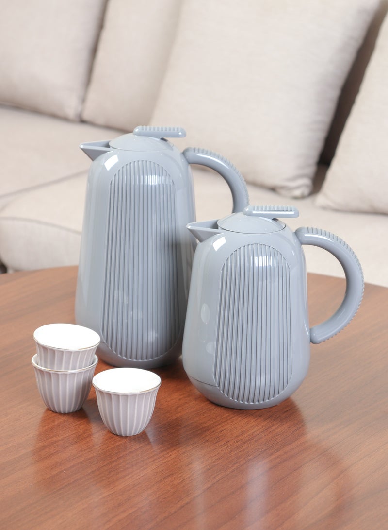 كروس طقم ترامس شاي وقهوة KROOS سعة 1 لتر + 0.5 لتر، تصميم عصري وأنيق، عازل حراري عالي الجودة.