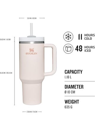 Vacuum Insulated Stainless Steel Tumbler with Lid and Straw for Water, Iced Tea or Coffee, Smoothies and More, Rose Quartz, 40 oz. - view 2