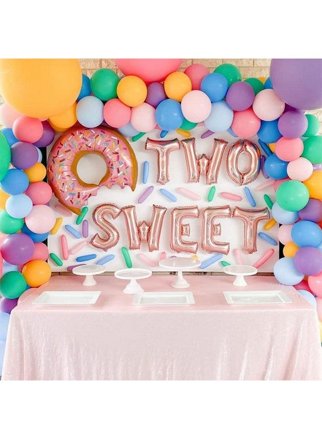 CheeseandU Donut Party Supplies 23" Pink Donut Foil Balloon 16" Two Sweet Rose Gold Letters Foil Balloons Great for Baby 2nd Bday Party Decoration Baby Shower Donut Time - Image 3