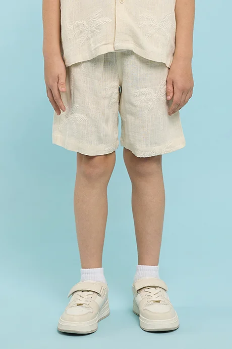 أر أند بي Embroidered Shorts with Drawstring Waist