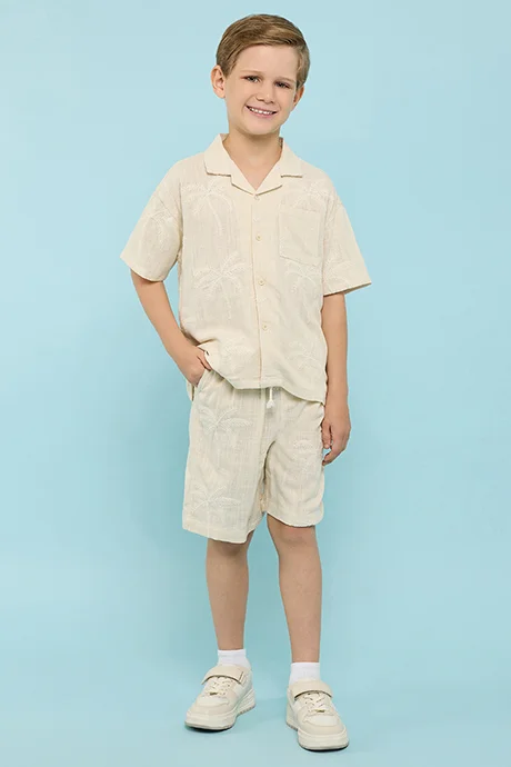 أر أند بي Embroidered Shorts with Drawstring Waist