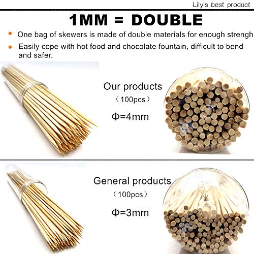 HOPELF 8" Natural Bamboo Skewers for BBQ，Appetiser，Fruit，Cocktail，Kabob，Chocolate Fountain，Grilling，Barbecue，Kitchen，Crafting and Party. Φ=4mm, More Size Choices 6"/10"/12"/14"/16"/30"(100 PCS) - Image 3