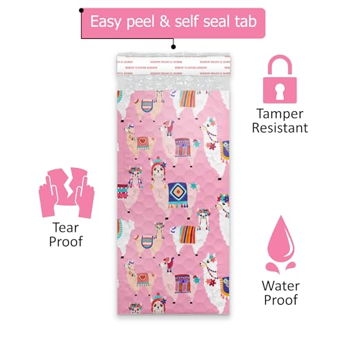 Pro Supply Global Llamas Designer Self-Seal Bubble Mailers Padded - 4"x8" (20 Pieces) - A Colorful Shipping Envelopes Bags for Small Items Packaging, Mailing, Gifts, Documents, Crafts and Accessories. - Image 2