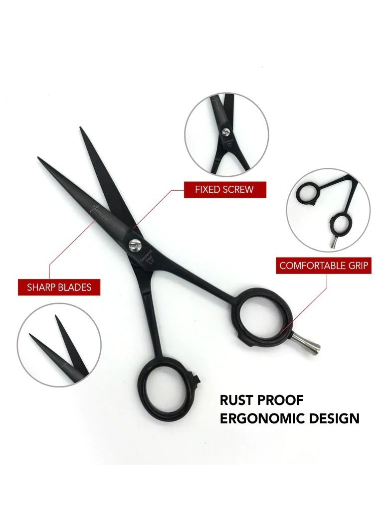 Mariani Professional Tempered Steel 6.0 Inch Hair Cutting Scissors (Black) - Image 3