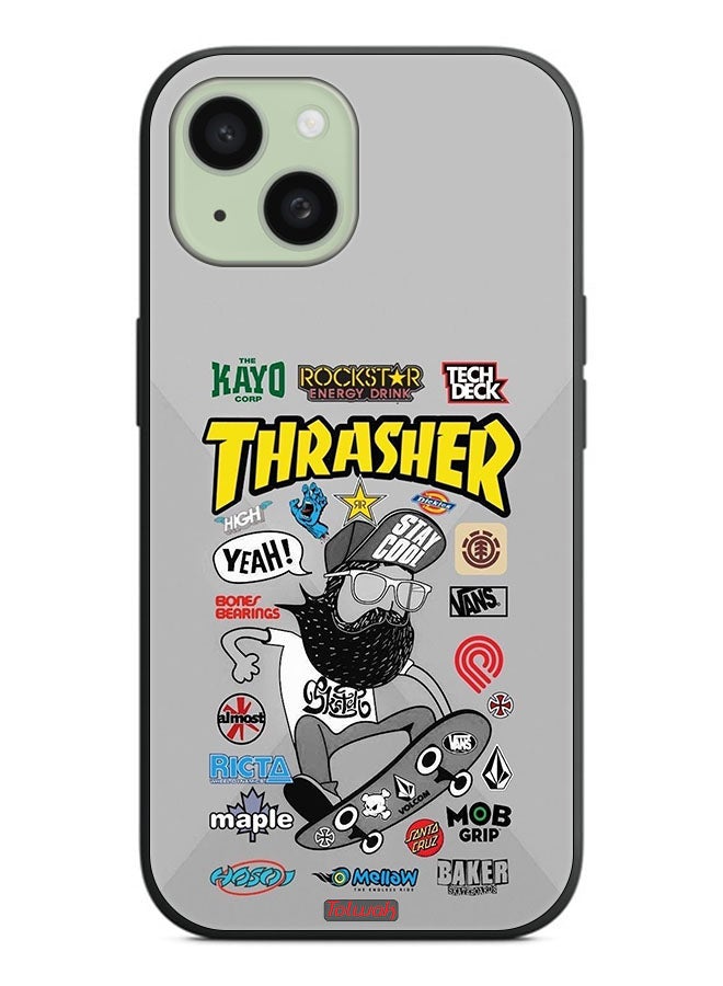 Tolwak Apple iPhone 15 Protective Case Cover Thrasher Sticker - Image 2