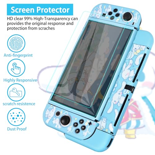 TIKOdirect Carrying Case for Switch OLED, Cute Portable Travel Bag in Newest Updated Design of Blue Interior with Soft Protective Case, Screen Protectors and Thumb Grip caps, Blue - Image 5