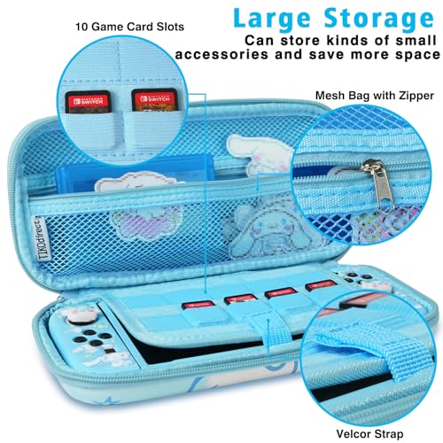 TIKOdirect Carrying Case for Switch OLED, Cute Portable Travel Bag in Newest Updated Design of Blue Interior with Soft Protective Case, Screen Protectors and Thumb Grip caps, Blue - Image 2