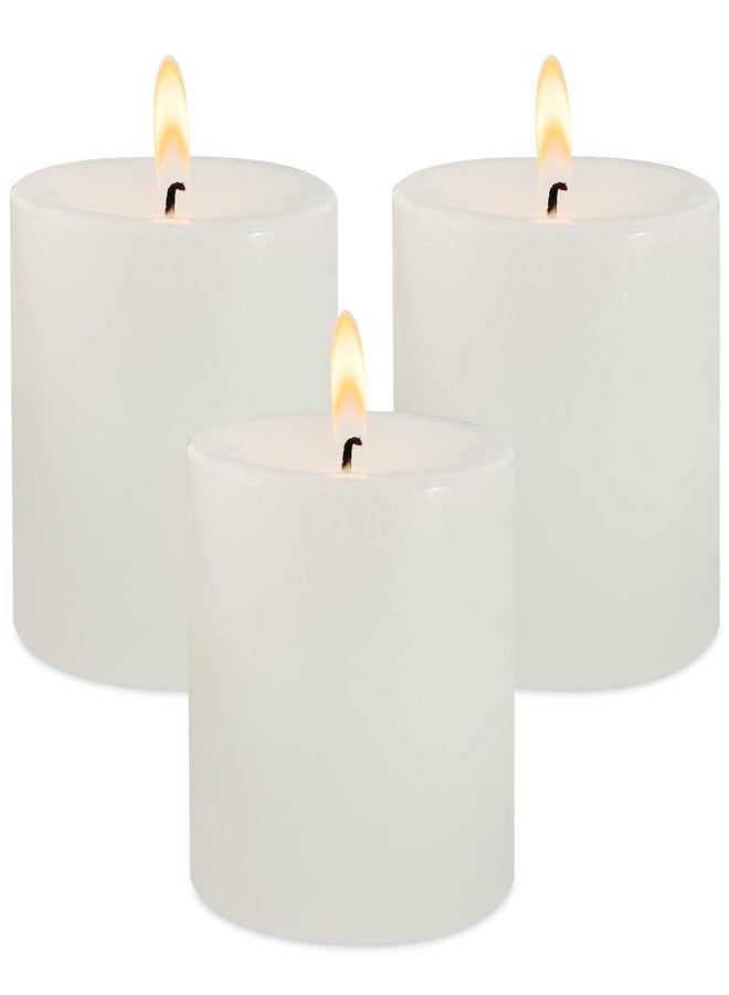 BINYUAN 3" x 3" Hand-Poured Unscented White Pillar Candles, Dripless Candles Set of 3, Smokeless, Clean Burning, Approx 40 Hours Burn Time, Wedding, Dinner, Christmas and Home Decor - Image 1