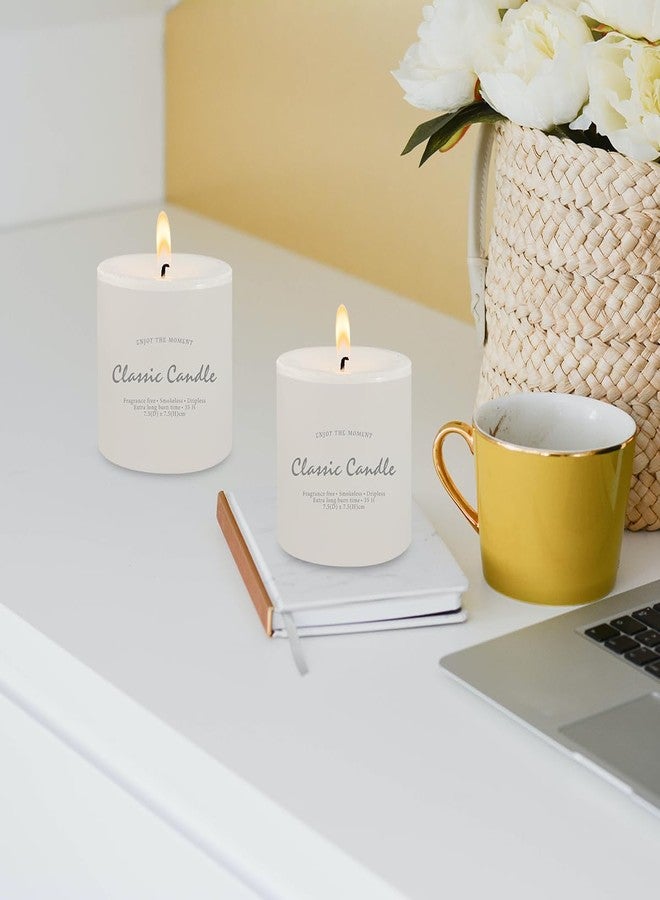 BINYUAN 3" x 3" Hand-Poured Unscented White Pillar Candles, Dripless Candles Set of 3, Smokeless, Clean Burning, Approx 40 Hours Burn Time, Wedding, Dinner, Christmas and Home Decor - Image 3