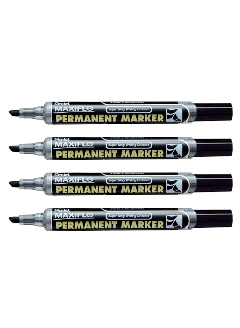 Pentel 4-Piece Permanent Marker Chisel Tip Black Ink - Image 1