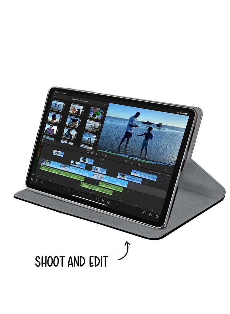 Techie Premium PU Leather Smart Flip Case Cover with Auto Sleep and Wake for MatePad SE 10.4 - Black - Image 5