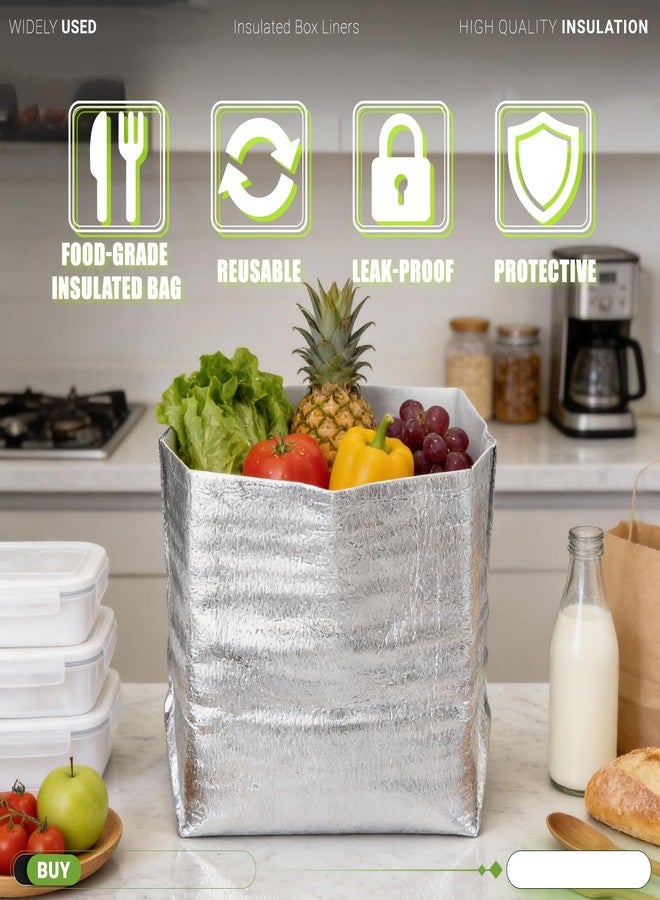 Bevisun Reusable Insulated Thermal Bags 11.4" X 6.0" X 9.0" Foil Insulated Bag Liner Pack of 4 Thermal Box Liners for Lunch Box Shopping Bag Insulation Lining Waterproof Insulation Package - Image 2