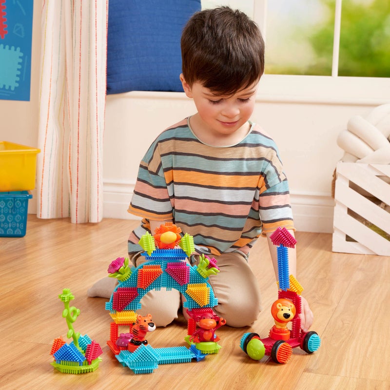 Battat â€“ Bristle Blocks â€“ STEM Interlocking Building Blocks â€“ 54 Pieces Playset â€“ Reusable Storage Bucket â€“ Developmental Toys for Toddlers & Kids â€“ Jungle Advetures â€“ 2+ Years - Image 3