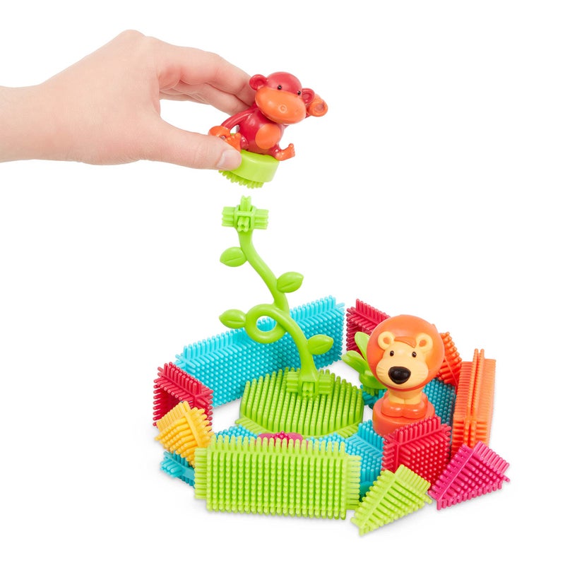 Battat â€“ Bristle Blocks â€“ STEM Interlocking Building Blocks â€“ 54 Pieces Playset â€“ Reusable Storage Bucket â€“ Developmental Toys for Toddlers & Kids â€“ Jungle Advetures â€“ 2+ Years - Image 2