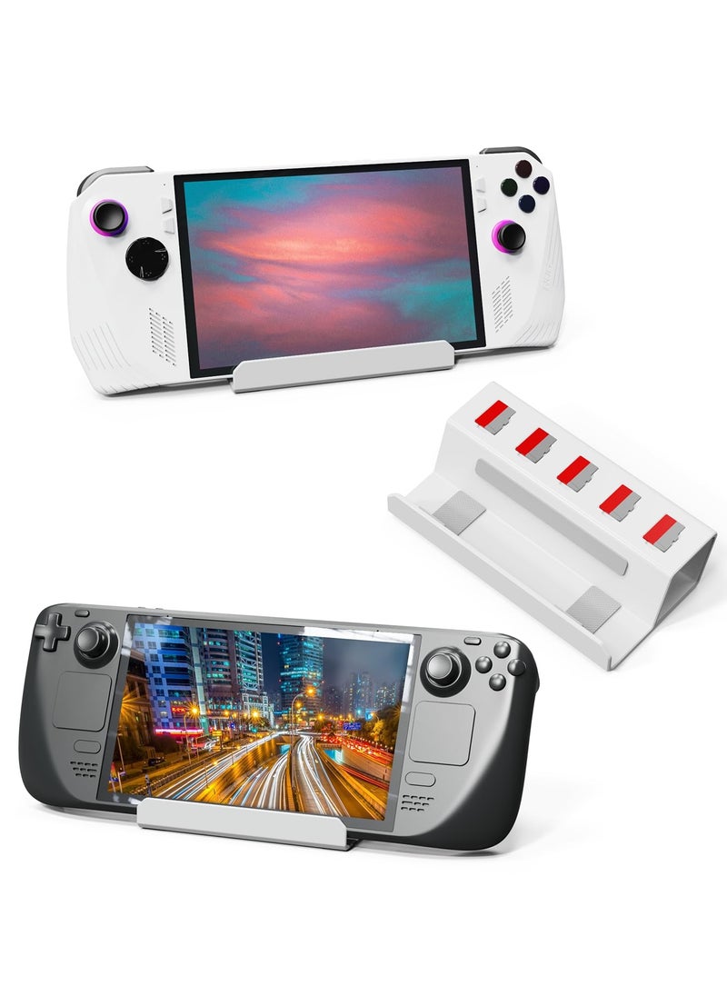 Excefore Stand Base Holder for ASUS Rog Ally/Steam Deck,Frosted Aluminum Alloy Playstand with SD Card Slots,Anti-Slip Silicone Pad(White)  - Image 1