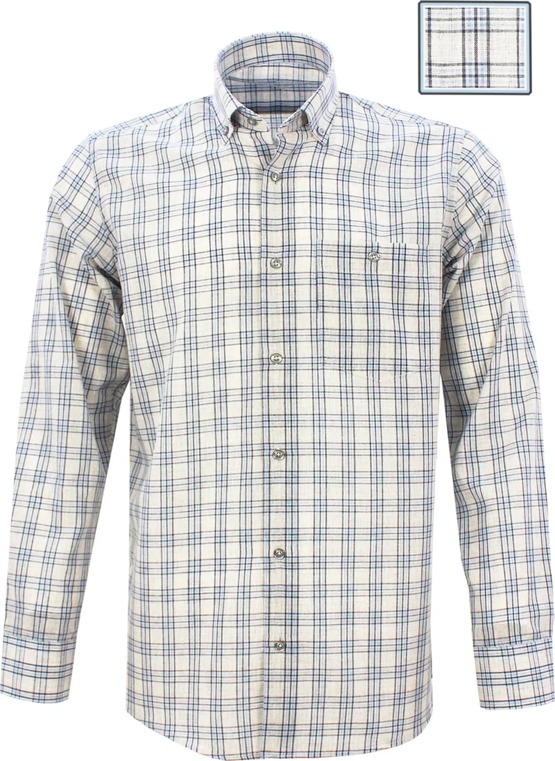 Varetta Classic Cut Buttoned Collar Pocket Gray Checkered Men's Shirt