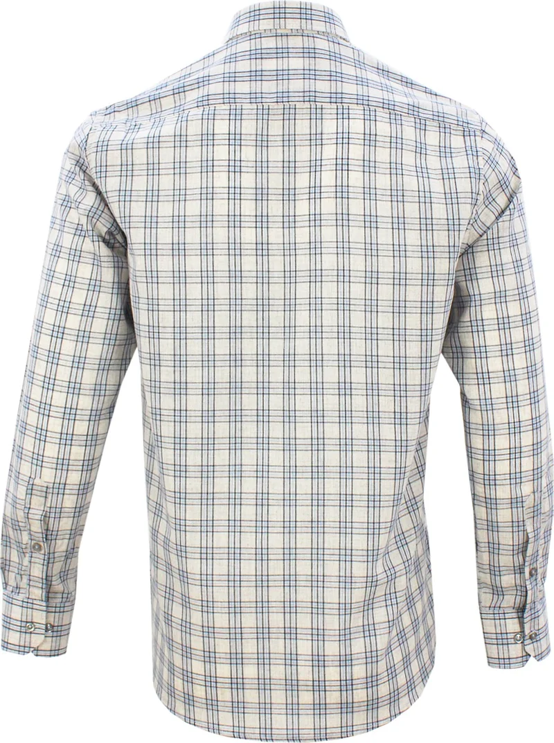 Varetta Classic Cut Buttoned Collar Pocket Gray Checkered Men's Shirt