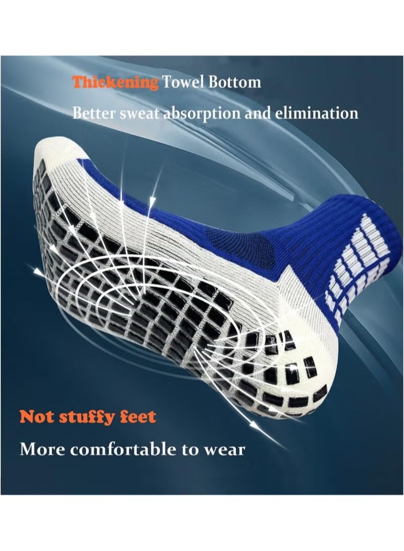 Generic 6Pair blue  Men's Soccer Socks Anti Slip Non Slip Grip Pads for Football Basketball Sports Grip Socks  - Image 3