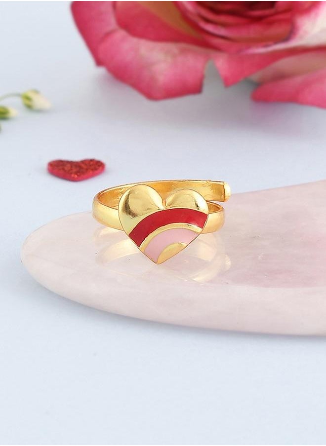 VOYLLA Valentine's Day Collection Pink and Red Enamel Hearts Ring  - Image 1
