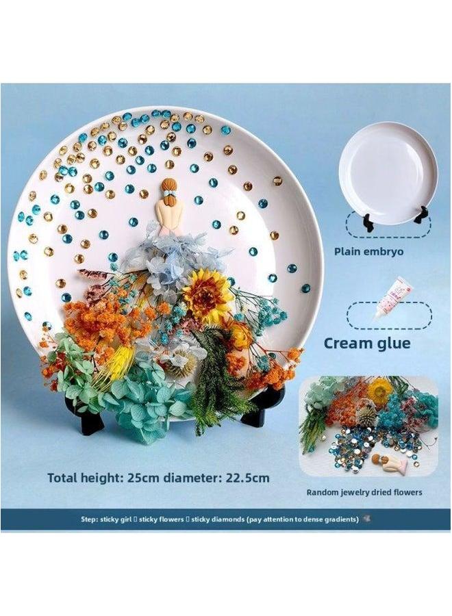 DIY Handmade Homemade Plate Art Material Bag Creative Kindergarten Teacher's Day Gift For Parent-child Puzzle-Color:Girl's Flower Skirt Disc Package  - Image 1