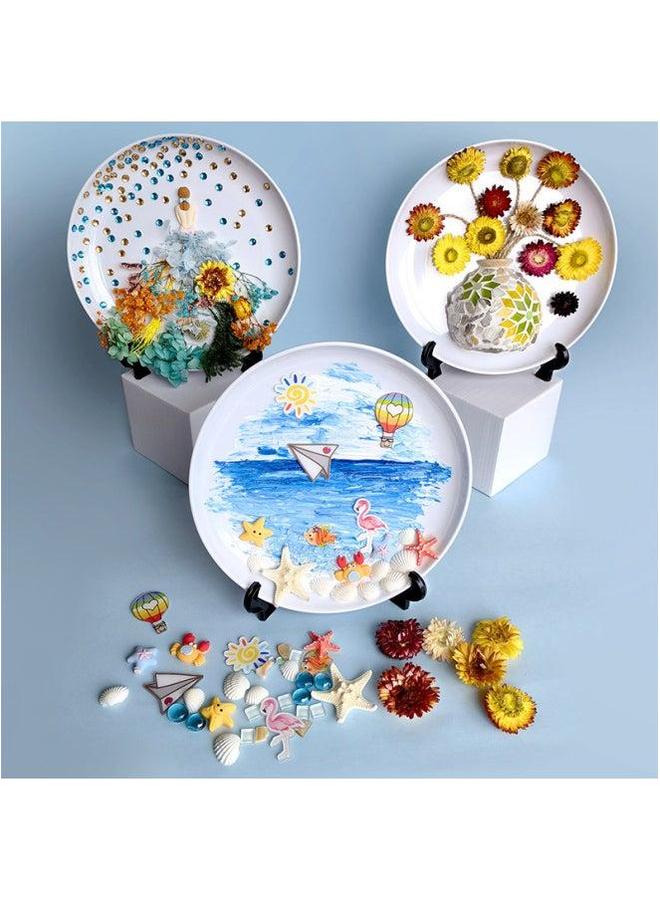 DIY Handmade Homemade Plate Art Material Bag Creative Kindergarten Teacher's Day Gift For Parent-child Puzzle-Color:Girl's Flower Skirt Disc Package  - Image 2
