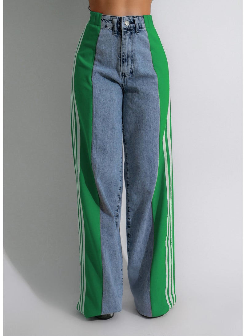 SCACTO Casual High-waist Stretch Straight-leg Jeans 