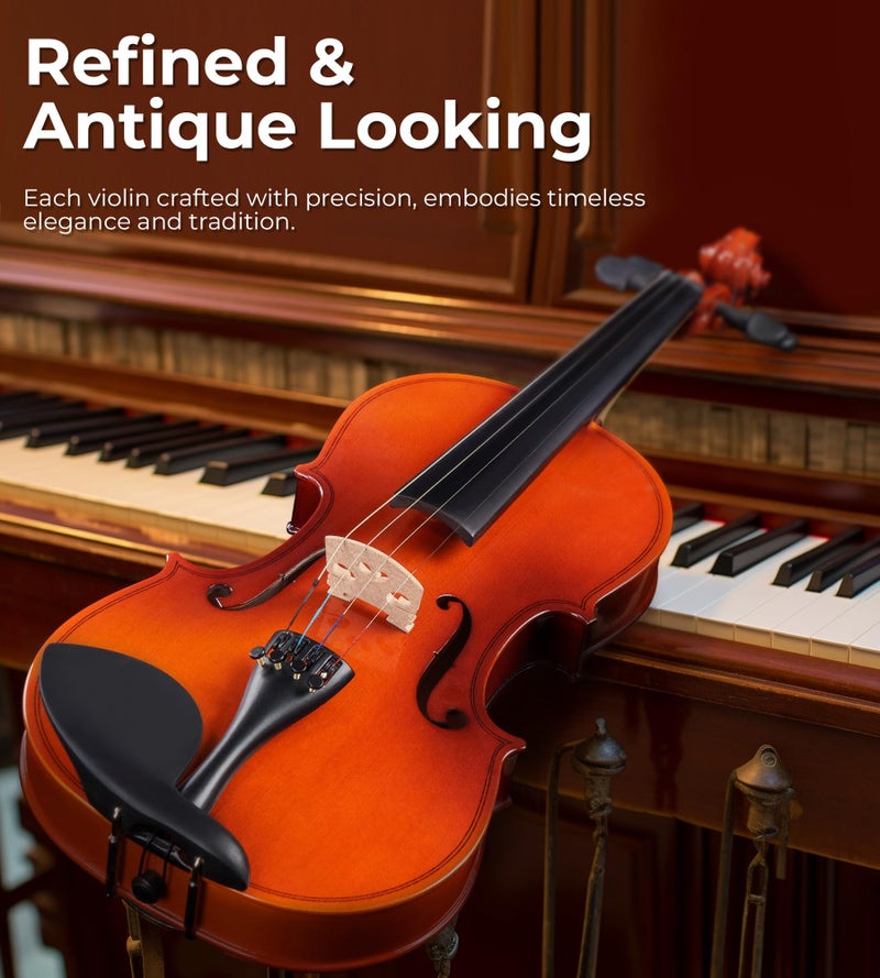 Vangoa Violin 4/4 Full Size Fiddle Set, Handcrafted Spruce Acoustic Violins Bundle Kit for Beginners Adults, Starter Violin Outfit with Hard Case, Strings, Bow, Tuner, Mute, Notes Sticker - Image 5
